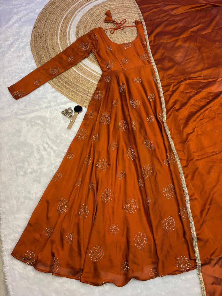 Ethnic Gown Set Satin Gown Wholesale kurtis online India